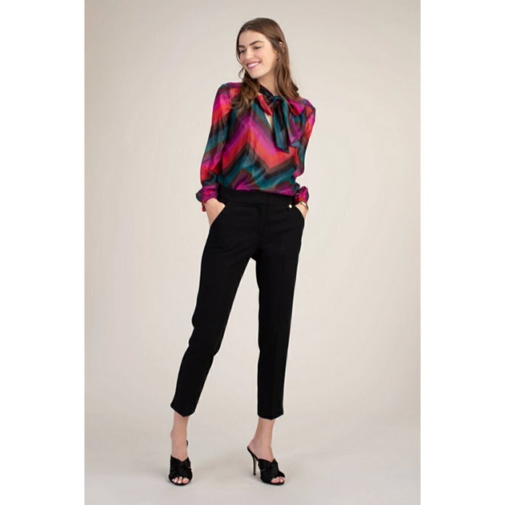 💕TRINA TURK💕 Moss Pant ~ Luxe Drape Cropped Black 12 NWT